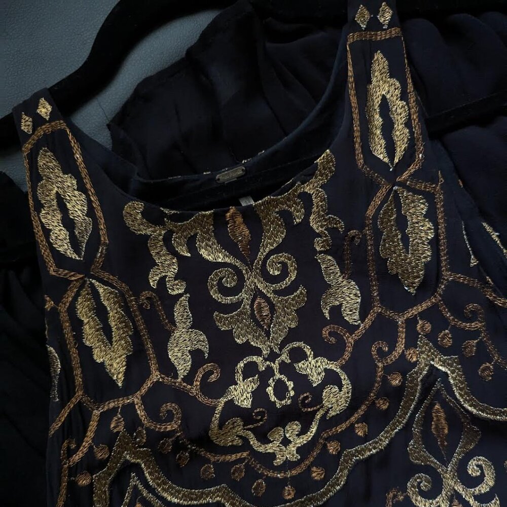 LIKE NEW Free People Gold Brocade Dress